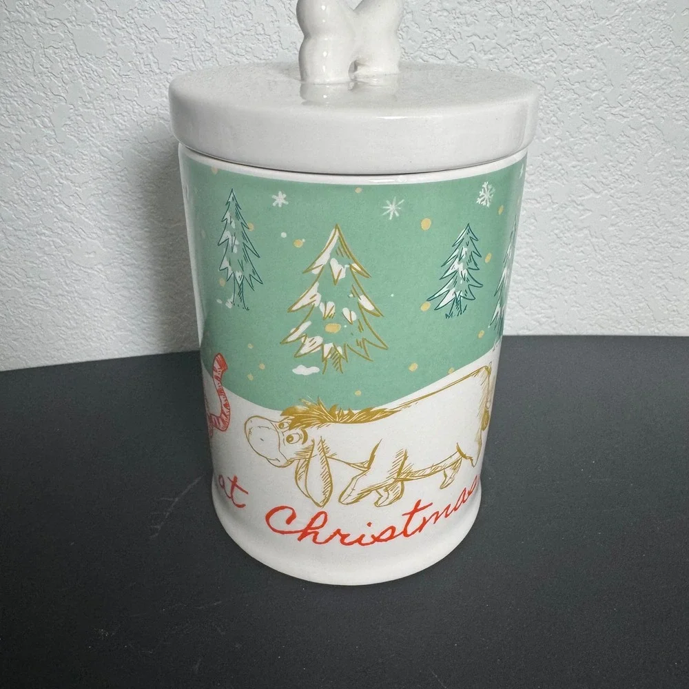 Disney Winnie the Pooh Christmas Treat Jar Unisex OS White Bamboo Fiber Festive